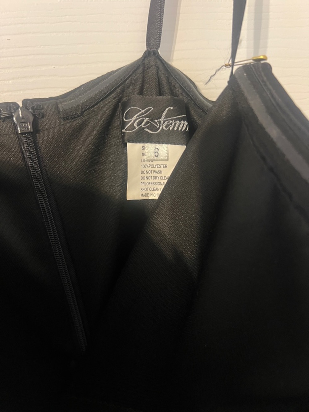 La Femme Black Strapless Draped Evening Gown - Picture 3 of 5